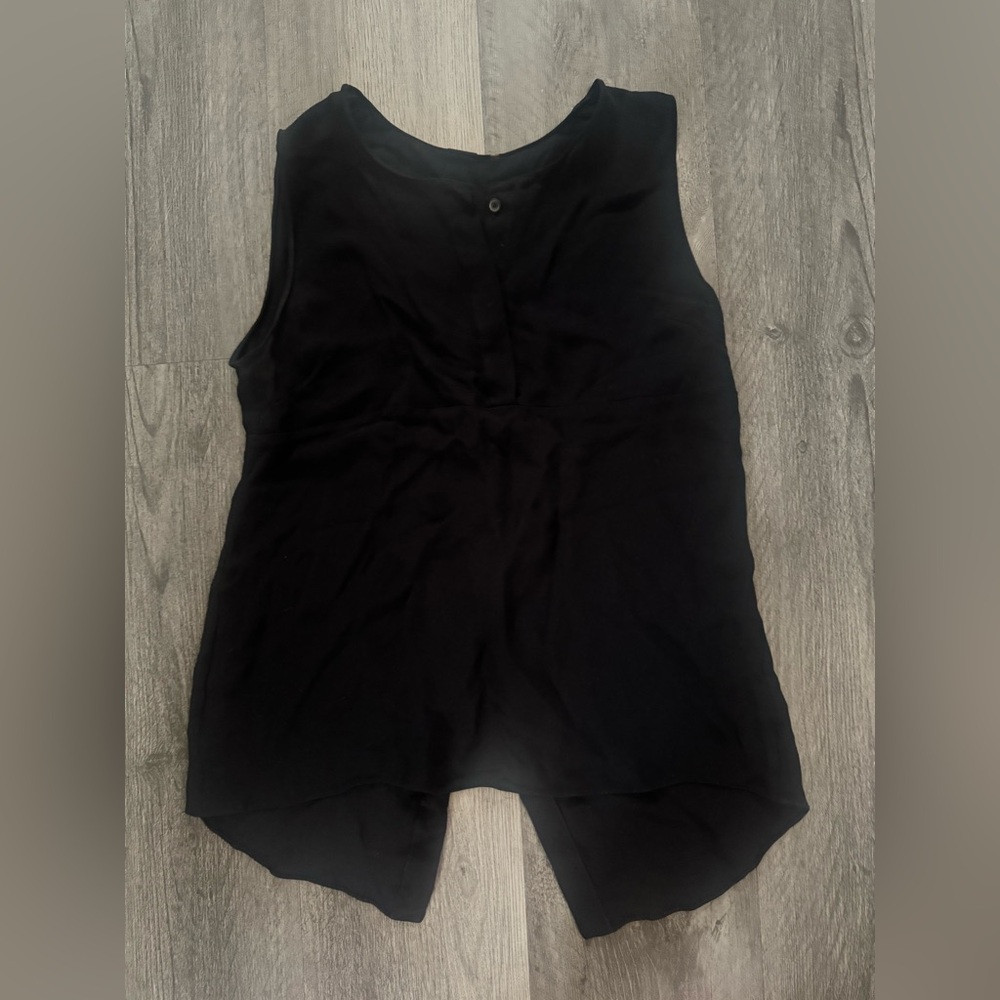 ELIE TAHARI 🖤 Black Silk Chiffon Overlay Sleeveless Blouse 🖤 Women’s Size Small